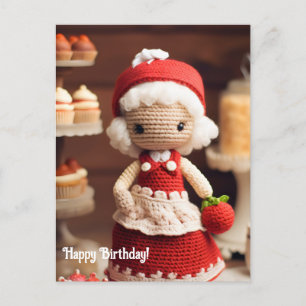 Carte Postale Lady Crochet et cupcakes Anniversaire