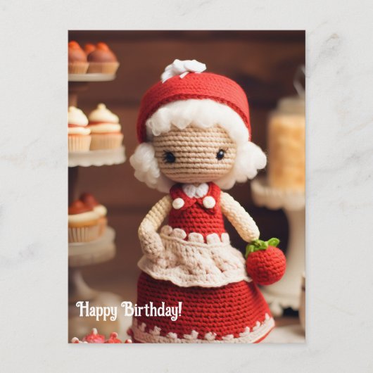 Carte Postale Lady Crochet et cupcakes Anniversaire (Devant)