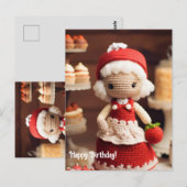 Carte Postale Lady Crochet et gâteaux d'anniversaire (Devant / Derrière)
