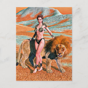 Carte Postale Lady et Lion