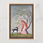 CARTE POSTALE LADY FEEDING ANTELOPE ANCIEN INDE ART (Devant)