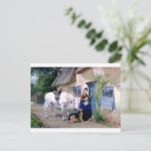 Carte Postale Lady Horse Berger allemand Cottage visiteurs (Debout devant)