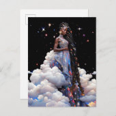 Carte Postale Lady In Clouds Art Africain Américain (Devant / Derrière)