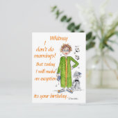 Carte Postale Lady in Curlers and Green Robe dit Joyeux annivers (Debout devant)