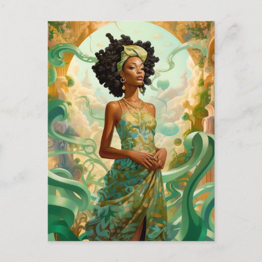 Carte Postale Lady In Surreal World Art Africain Américain (Devant)