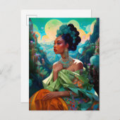 Carte Postale Lady In Surreal World Art Africain Américain (Devant / Derrière)