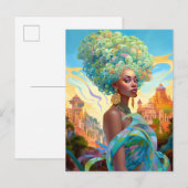 Carte Postale Lady In Surreal World Art Africain Américain (Devant / Derrière)