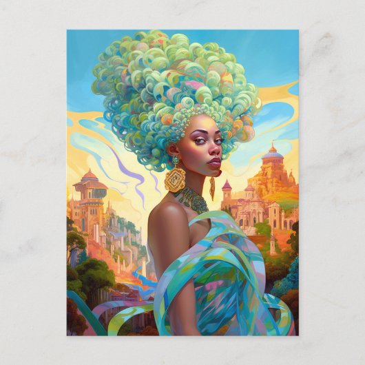 Carte Postale Lady In Surreal World Art Africain Américain (Devant)