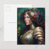 Carte Postale Lady Knight Warrior Armor Imaginaire Art (Devant / Derrière)