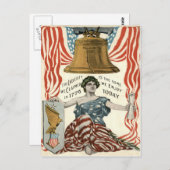 Carte Postale Lady Liberty Bell Drapeau US 4 juillet (Devant / Derrière)