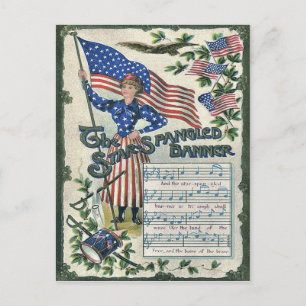 Carte Postale Lady Liberty Drapeau Américain Bannière étoilée