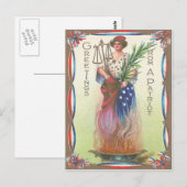 Carte Postale Lady Liberty Eternal Flame Scales of Justice (Devant / Derrière)