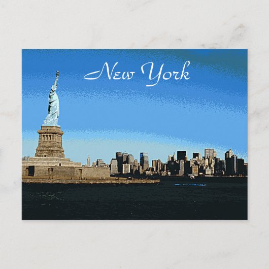 Carte Postale Lady Liberty Surveille NYC (Version Art) (Devant)