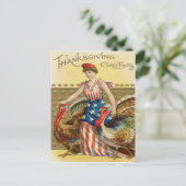 Carte Postale Lady Liberty Turkeys US Drapeau Patriotique (Debout devant)