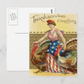 Carte Postale Lady Liberty Turkeys US Drapeau Patriotique (Devant / Derrière)