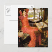 Carte Postale Lady of Shalott assise à son bureau (Devant / Derrière)