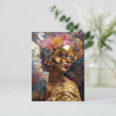 Carte Postale Lady Portant un Masque Art Imaginaire noir (Debout devant)