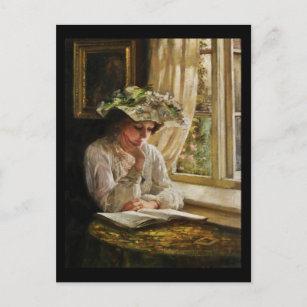 Carte Postale Lady Reading par Window