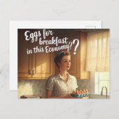 Carte Postale Lady Retro Oeufs De Cuisine Pour Petit Déjeuner Éc (Devant / Derrière)