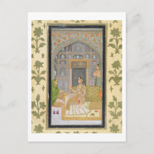 Carte Postale Lady seated in a Pavilion with attendants, from th