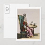 Carte Postale Lady Taking Coffee, fashion plate, c.1695 (engravi (Devant / Derrière)