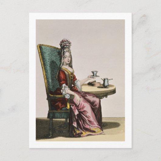 Carte Postale Lady Taking Coffee, fashion plate, c.1695 (engravi (Devant)