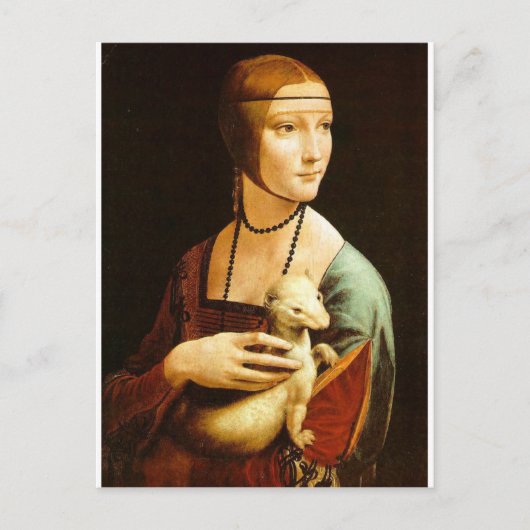 Carte Postale Lady with an Ermine par Leonardo Da Vinci c. 1490 (Devant)