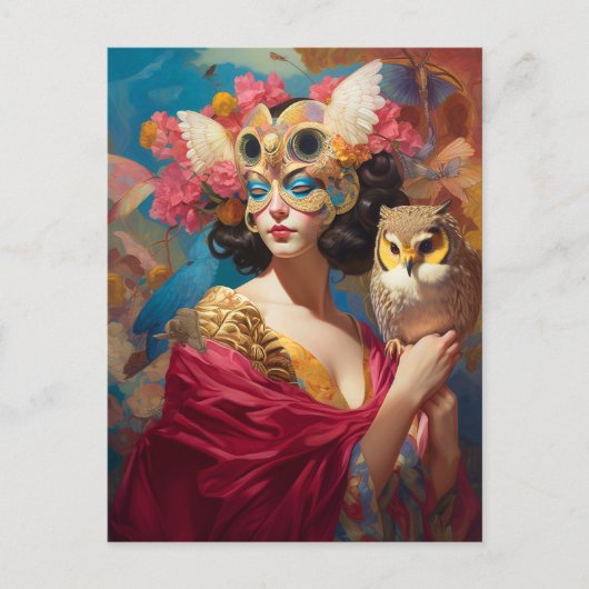 Carte Postale Lady With Owl Imaginaire Art (Devant)
