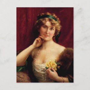 Carte Postale Lady With Yellow Rose en détail Émile Vernon