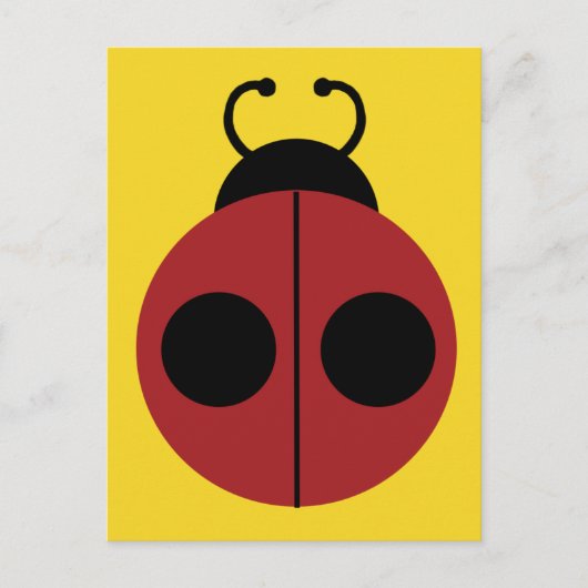 Carte Postale Ladybug 60s rétro cool rouge jaune (Devant)
