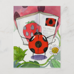 Carte Postale Ladybug adore lire Postcard