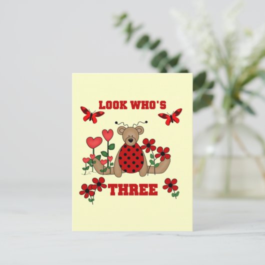 Carte Postale Ladybug Bear 3e maillots d'anniversaire (Debout devant)