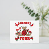 Carte Postale Ladybug Bear 4th Birthday Tshirts et cadeaux (Debout devant)