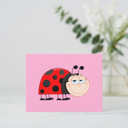 Carte Postale Ladybug Bugs Funny Insect mignon sourire (Debout devant)