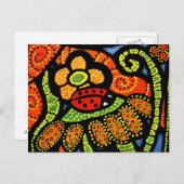 Carte Postale Ladybug coloré Whimsical Folk Art mignon (Devant / Derrière)