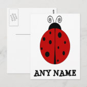 Carte Postale LADYBUG design customisé POSTCARD avec N'IMPORTE Q (Devant / Derrière)