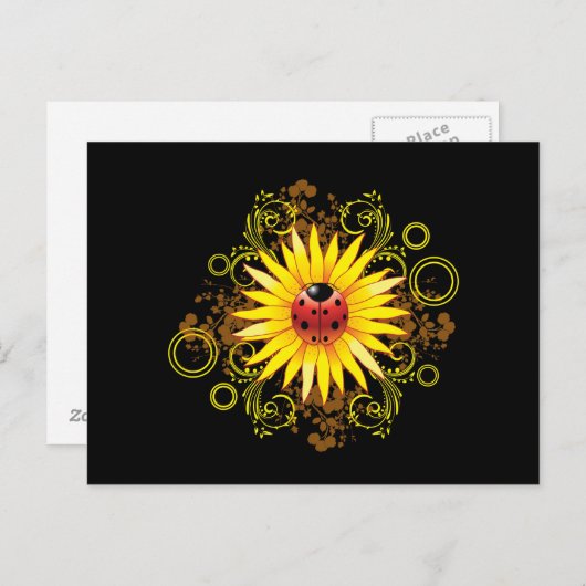 Carte postale Ladybug et Sunflower (Devant / Derrière)