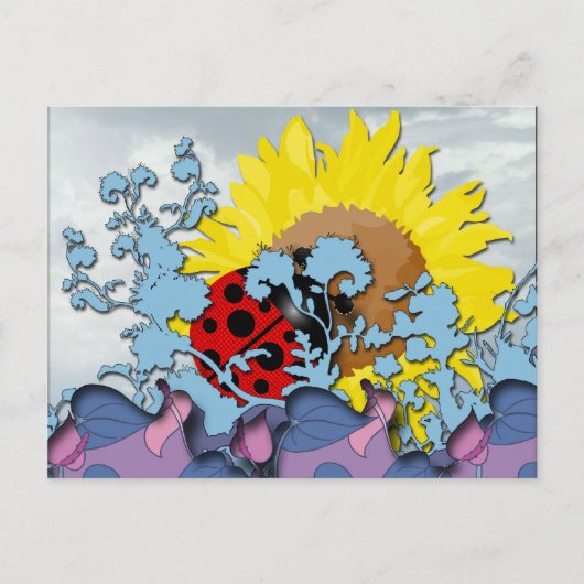 Carte Postale Ladybug et tournesol (Devant)