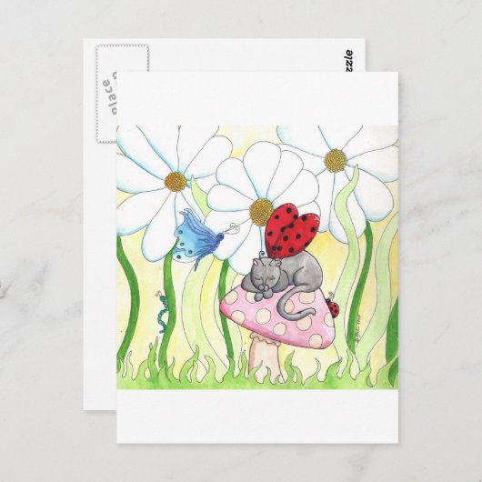Carte Postale Ladybug Fairy Cat (Devant / Derrière)