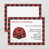 Carte Postale Ladybug ・ Invitation d'anniversaire (Devant / Derrière)