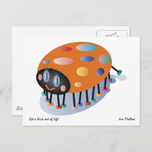 CARTE POSTALE LADYBUG POSTCARD GREETING / JIM MALTESE (Devant / Derrière)