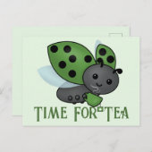 Carte postale Ladybug pour boire du thé (Devant / Derrière)