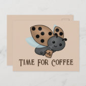 Carte postale Ladybug pour la boisson au café (Devant / Derrière)