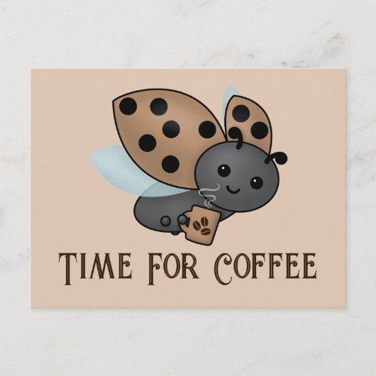 Carte postale Ladybug pour la boisson au café (Devant)