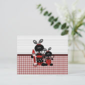 Carte Postale Ladybugs avec En vichy Crayon (Debout devant)