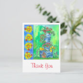 Carte Postale Ladybugs Tournesols Aquarelle Fleurs Merci (Debout devant)