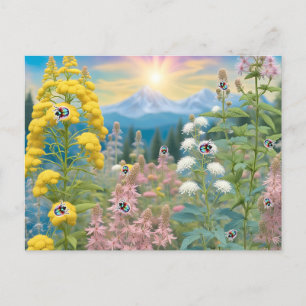 Carte Postale Ladybugs Visitant Le Jardin