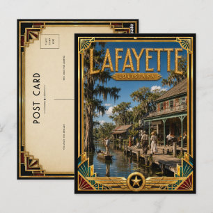 Carte Postale Lafayette Louisiane Art Déco Vintage Âge d'Or