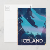 Carte Postale L'affiche de voyage de la magie de l'Islande (Devant / Derrière)
