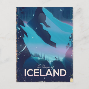 Carte Postale L'affiche de voyage de la magie de l'Islande